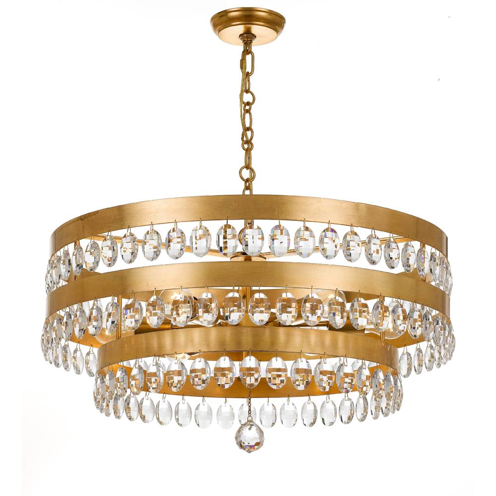 Crystorama 6108-GA Antique Gold Perla 6 Light Antique Gold Chandelier Image 1