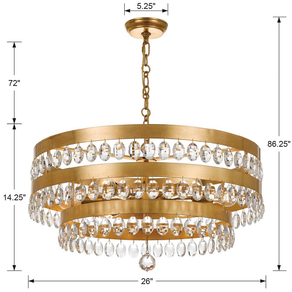 Crystorama 6108-GA Antique Gold Perla 6 Light Antique Gold Chandelier Image 2