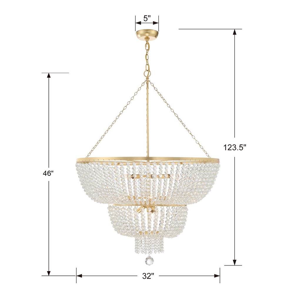 Crystorama 612-GA Antique Gold Rylee 12 Light Antique Gold Chandelier Image 2