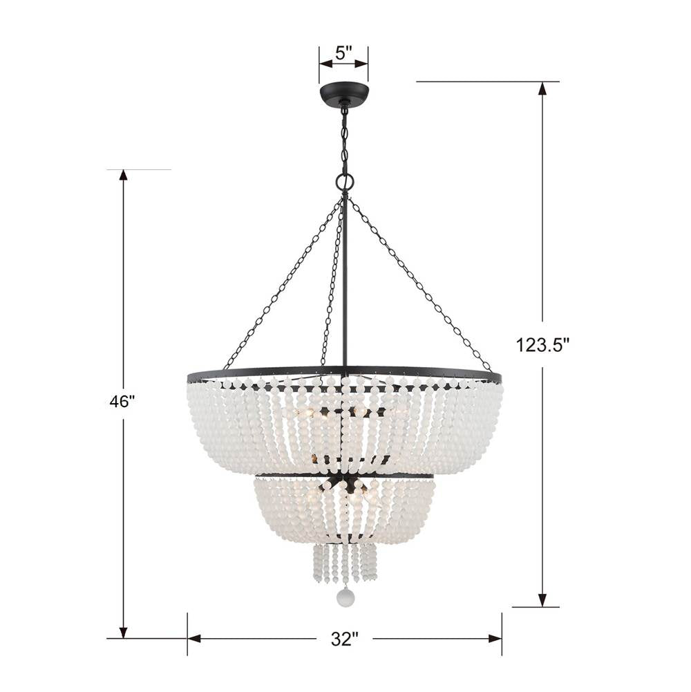 Crystorama 612-MK Matte Black Rylee 12 Light Matte Black Chandelier Image 2