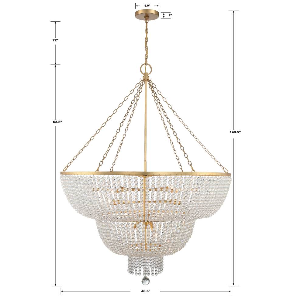 Crystorama 614-GA Antique Gold Rylee 15 Light Antique Gold Chandelier Image 2
