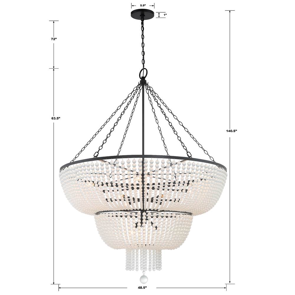 Crystorama 614-MK Matte Black Rylee 15 Light Matte Black Chandelier Image 2