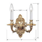 Crystorama 642-PB Polished Brass Crystorama 2 Light Polished Brass Cast Wall Mount Image 2