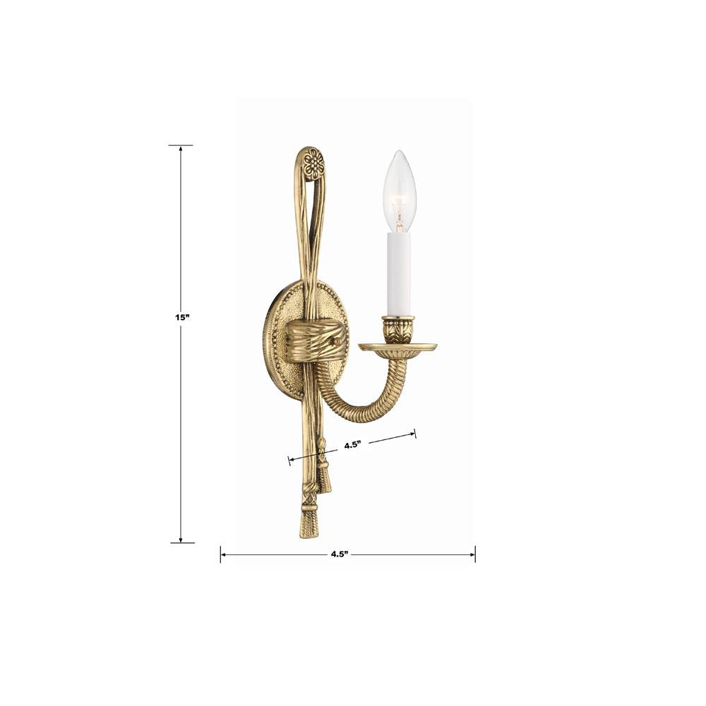 Crystorama 651-OB Olde Brass Crystorama 1 Light Olde Brass Cast Wall Mount Image 2