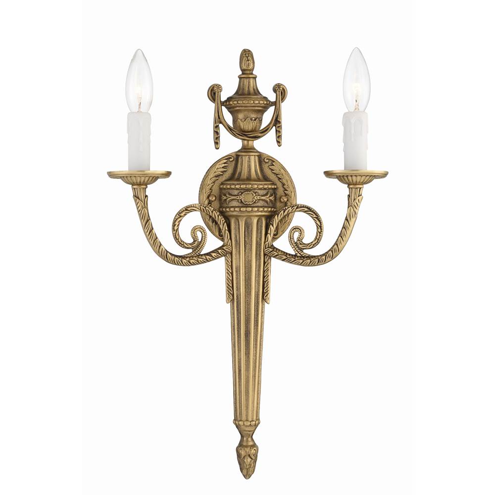 Crystorama 662-MB Matte Brass Crystorama 2 Light Matte Brass Cast Wall Mount Image 1