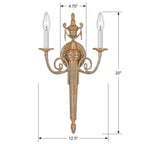 Crystorama 662-MB Matte Brass Crystorama 2 Light Matte Brass Cast Wall Mount Image 2
