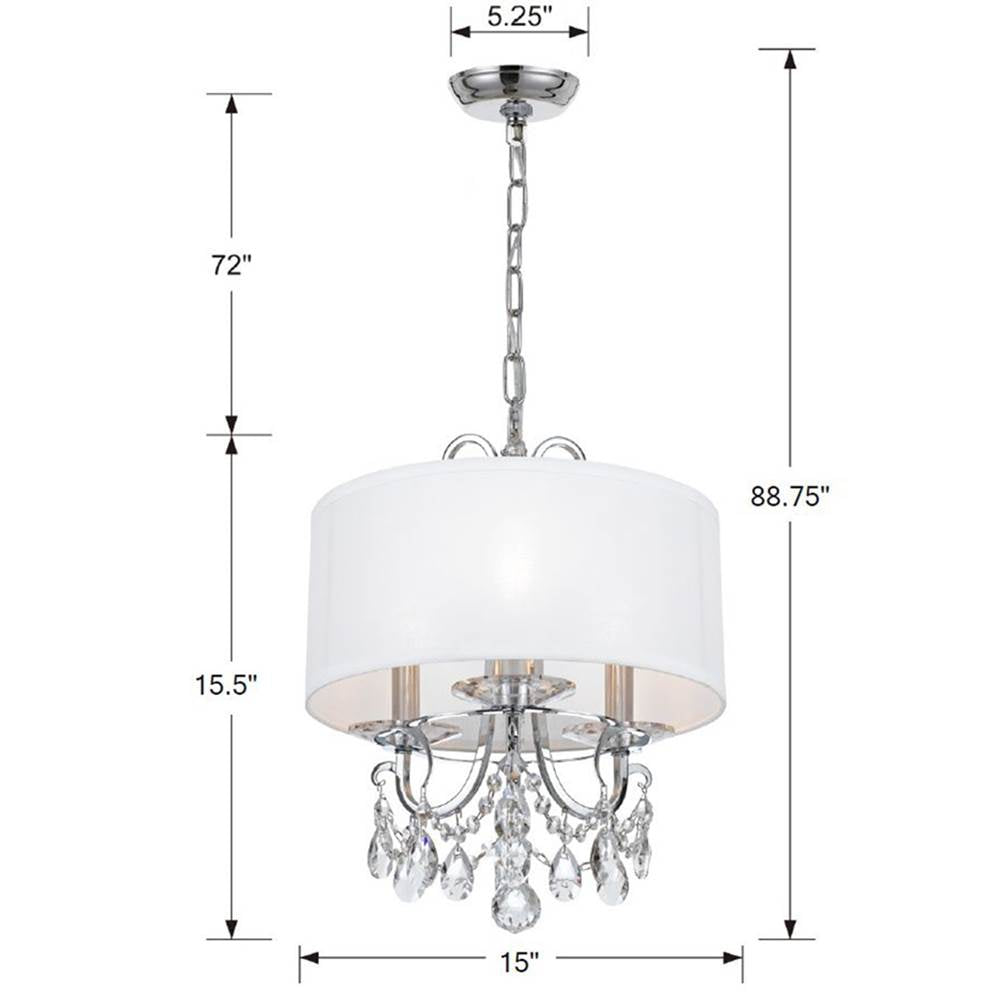Crystorama 6623-CH-CL-MWP Polished Chrome Othello 3 Light Clear Crystal Polished Chrome Mini Chandelier Image 2