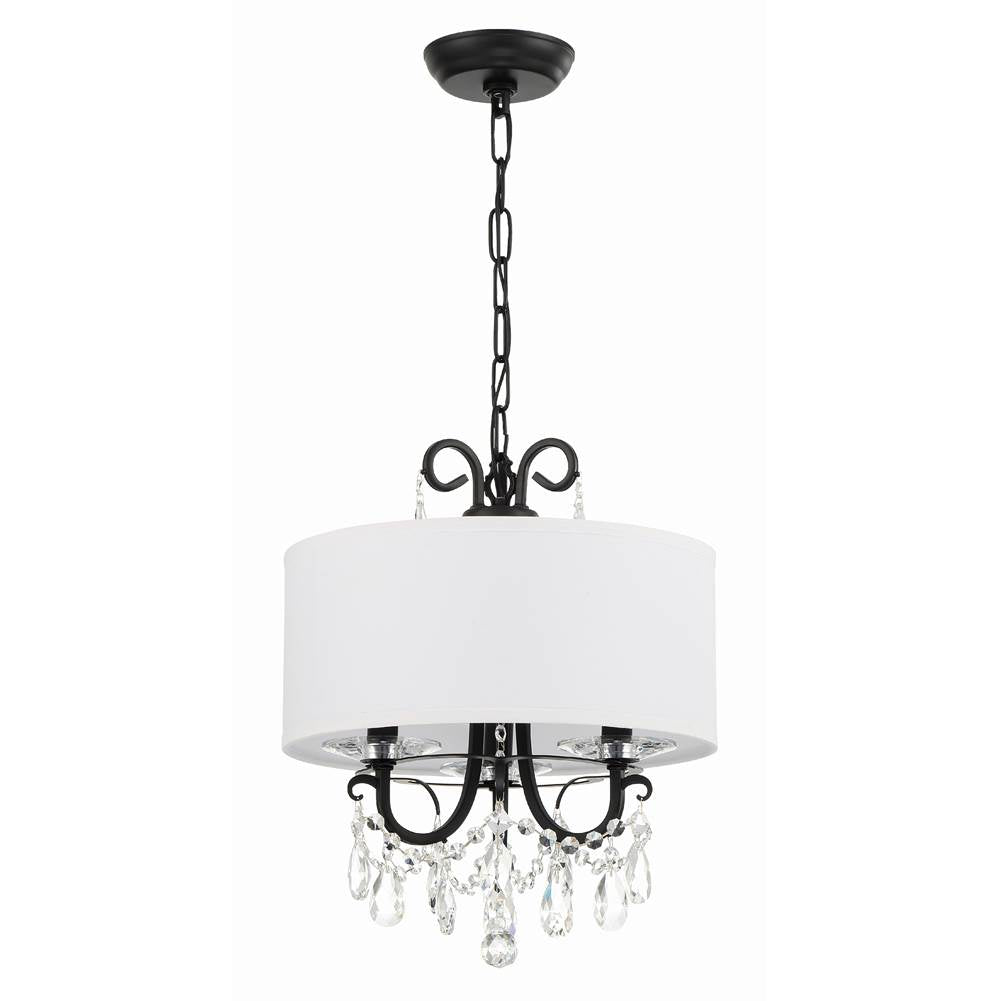 Crystorama 6623-MK-CL-MWP Matte Black Othello 3 Light Matte Black Mini Chandelier Image 8
