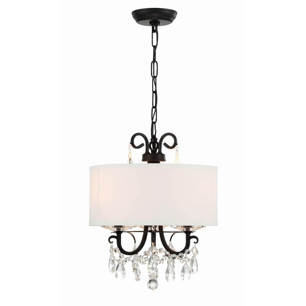 Crystorama 6623-MK-CL-MWP Matte Black Othello 3 Light Matte Black Mini Chandelier Image 7