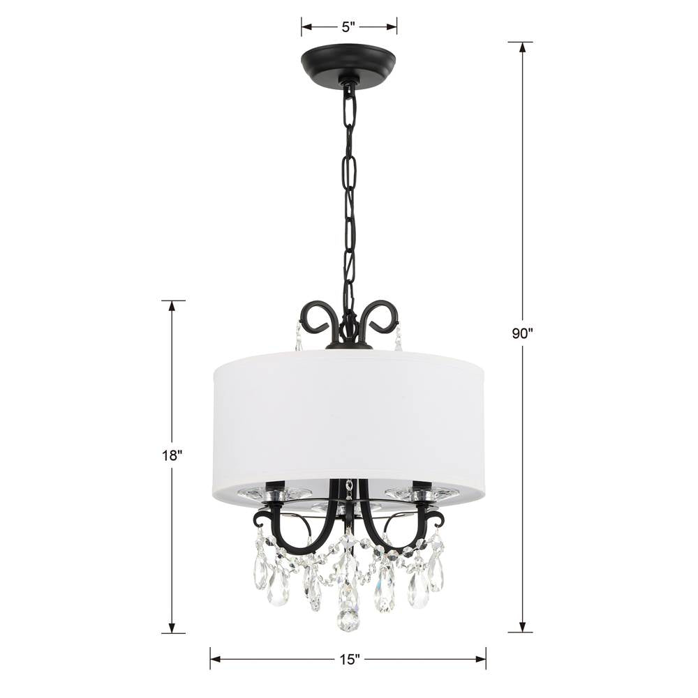 Crystorama 6623-MK-CL-MWP Matte Black Othello 3 Light Matte Black Mini Chandelier Image 2