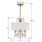 Crystorama 6623-VG-CL-MWP Vibrant Gold Othello 3 Light Vibrant Gold Mini Chandelier Image 2