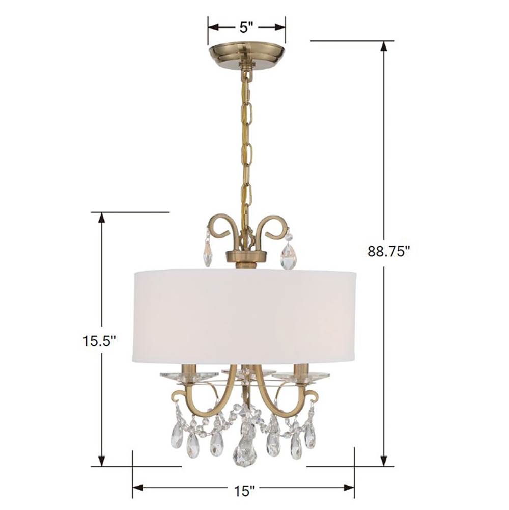 Crystorama 6623-VG-CL-S Vibrant Gold Othello 3 Light Swarovski Strass Crystal Vibrant Gold Mini Chandelier Image 2