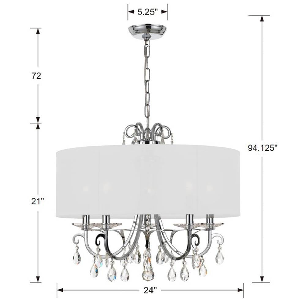 Crystorama 6625-CH-CL-S Polished Chrome Othello 5 Light Swarovski Strass Crystal Polished Chrome Chandelier Image 2