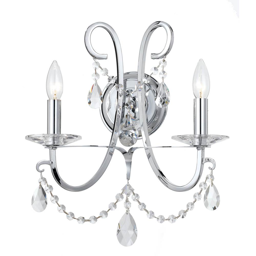 Crystorama 6822-CH-CL-MWP Polished Chrome Othello 2 Light Crystal Polished Chrome Sconce Image 1
