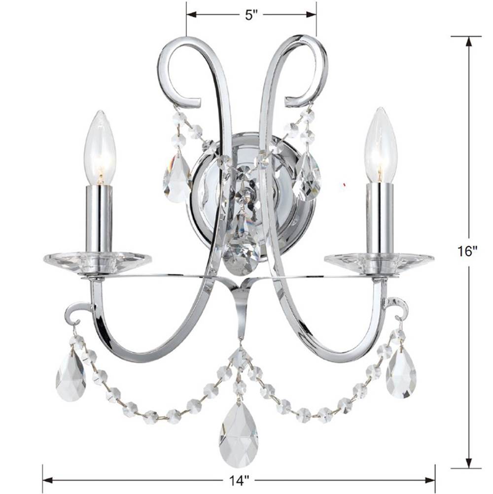 Crystorama Othello 2 Light Swarovski Strass Crystal Polished Chrome Sconce