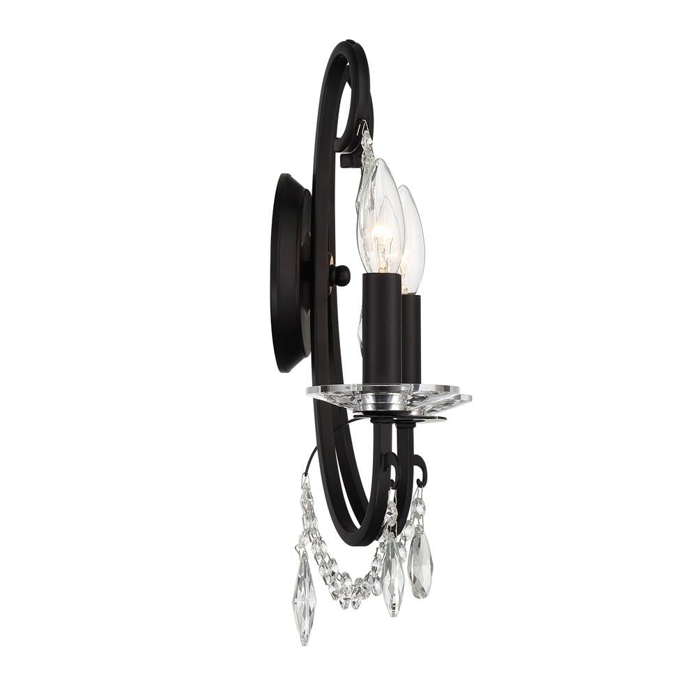 Crystorama Othello 2 Light Crystal Polished Chrome Sconce