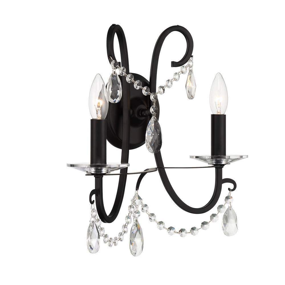 Crystorama 6822-MK-CL-MWP Matte Black Othello 2 Light Matte Black Wall Mount Image 3