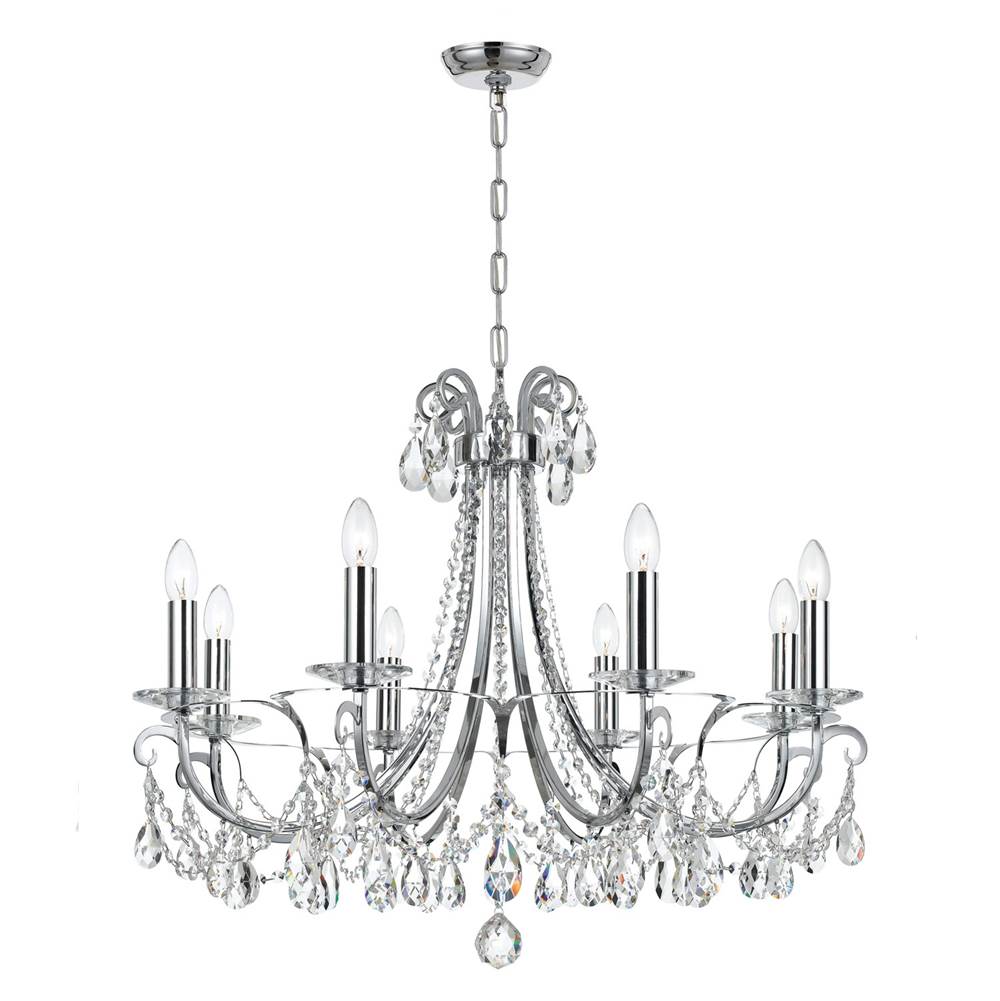 Crystorama 6828-CH-CL-MWP Polished Chrome Othello 8 Light Clear Crystal Polished Chrome Chandelier Image 1