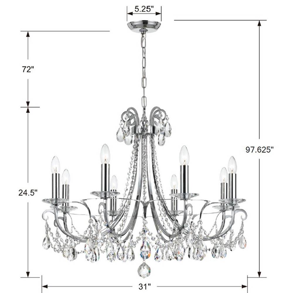 Crystorama Othello 8 Light Clear Crystal Polished Chrome Chandelier