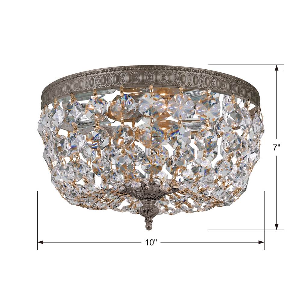 Crystorama Ceiling Mount Crystorama 2 Light Clear Italian Crystal Polished Chrome Ceiling Mount