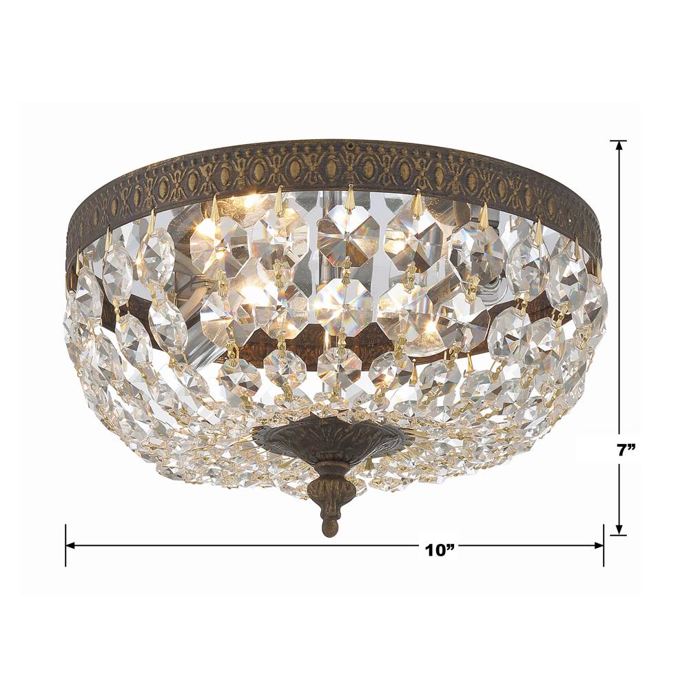 Crystorama 710-EB-CL-MWP English Bronze Crystorama 2 Light Hand Cut Crystal English Bronze Ceiling Mount Image 2
