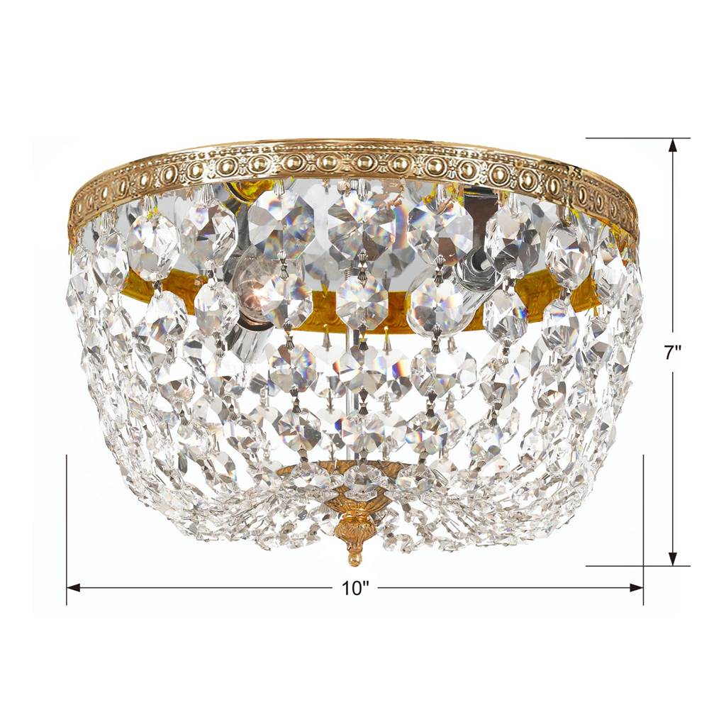 Crystorama 710-OB-CL-MWP Olde Brass Crystorama 2 Light Hand Cut Crystal Olde Brass Ceiling Mount Image 2