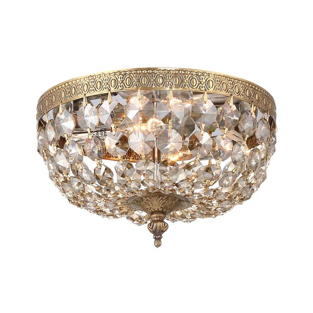 Crystorama 710-OB-GT-MWP Olde Brass Crystorama 2 Light Golden Teak Crystal Olde Brass Flush Mount Image 1
