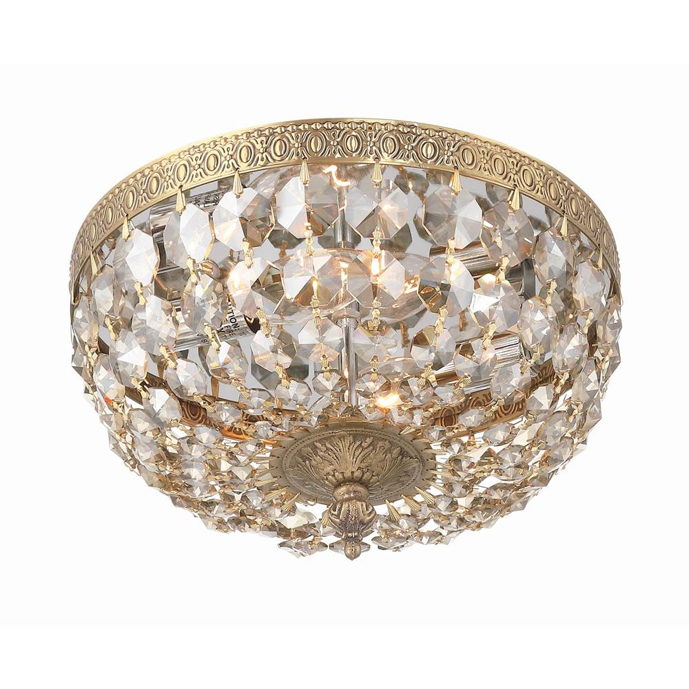 Crystorama 710-OB-GT-MWP Olde Brass Crystorama 2 Light Golden Teak Crystal Olde Brass Flush Mount Image 4