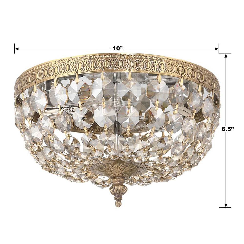 Crystorama 710-OB-GT-MWP Olde Brass Crystorama 2 Light Golden Teak Crystal Olde Brass Flush Mount Image 3
