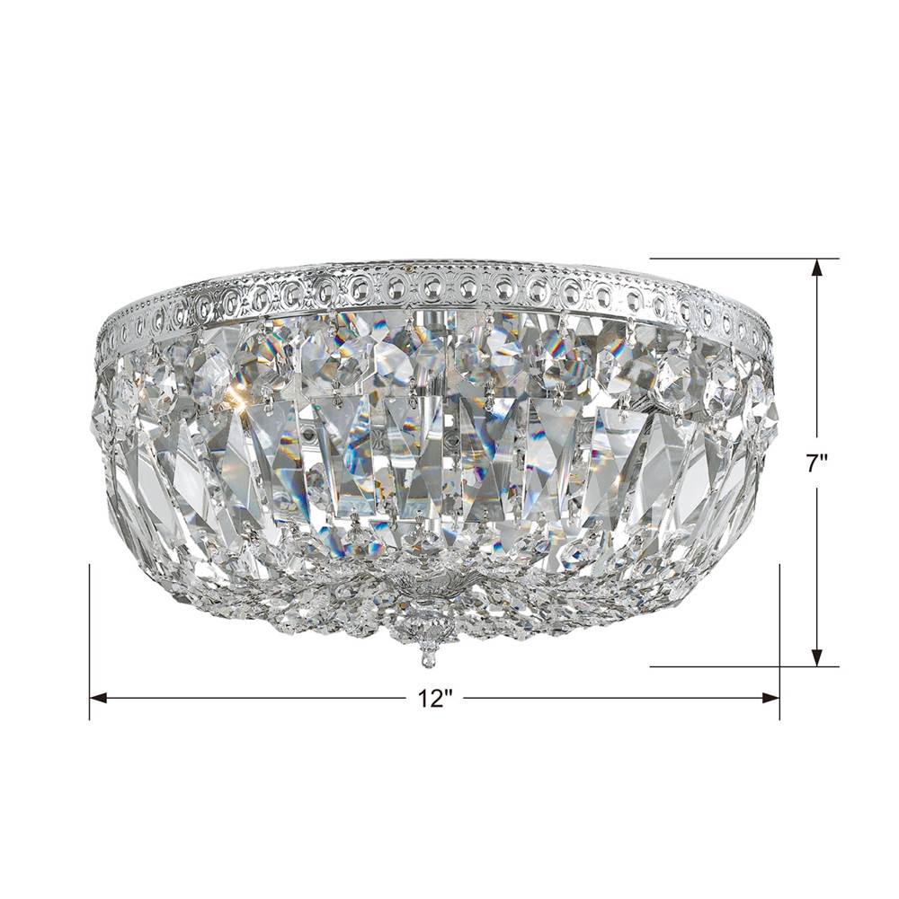 Crystorama Ceiling Mount Crystorama 3 Light Clear Italian Crystal Polished Chrome Ceiling Mount