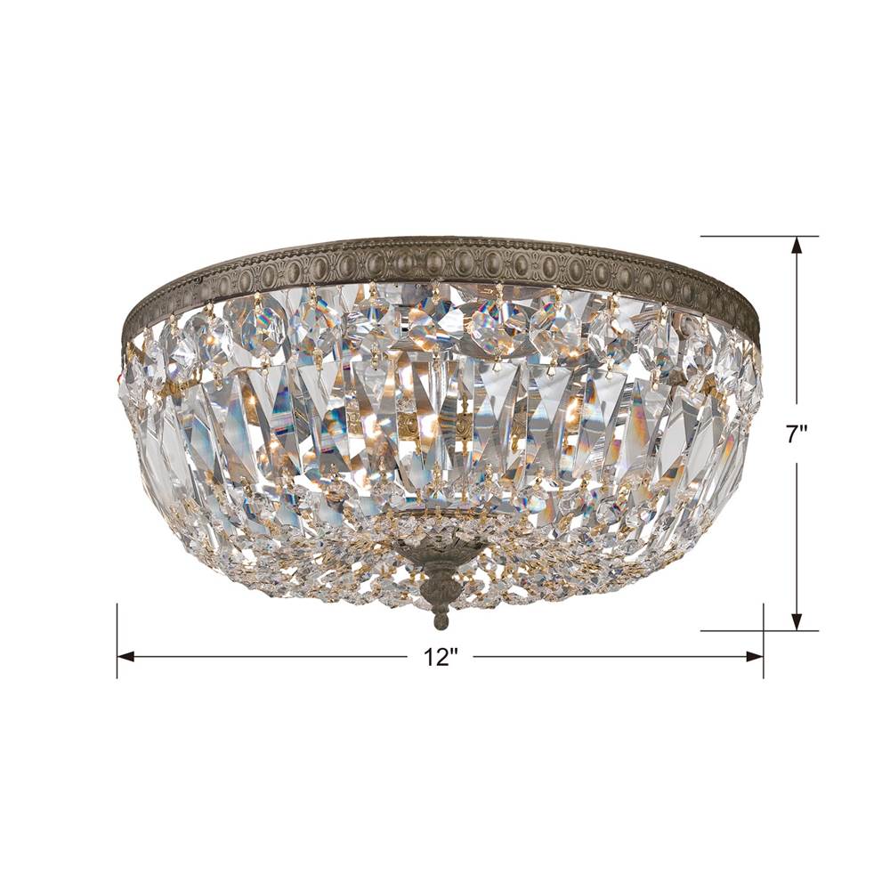 Crystorama Ceiling Mount Crystorama 3 Light Clear Italian Crystal Polished Chrome Ceiling Mount