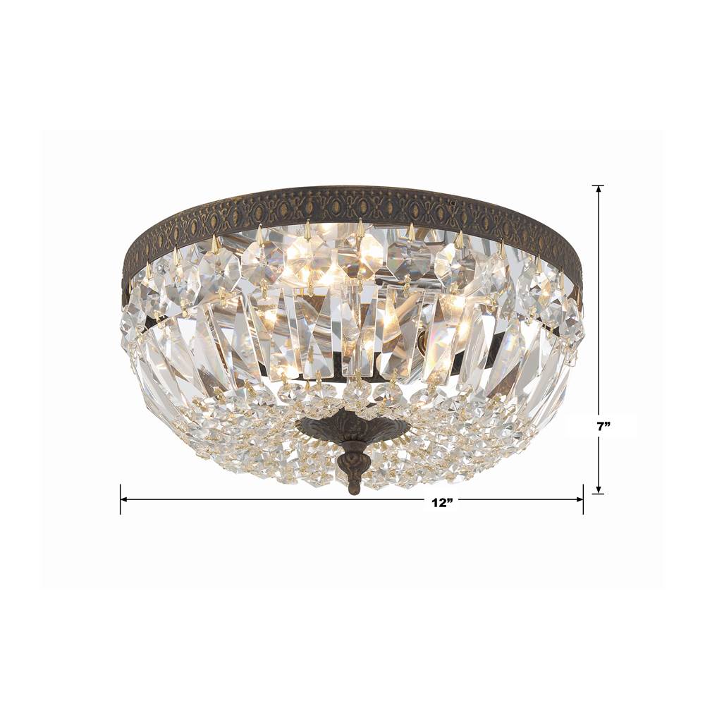 Crystorama 712-EB-CL-MWP English Bronze Crystorama 3 Light Hand Cut Crystal English Bronze Ceiling Mount Image 2