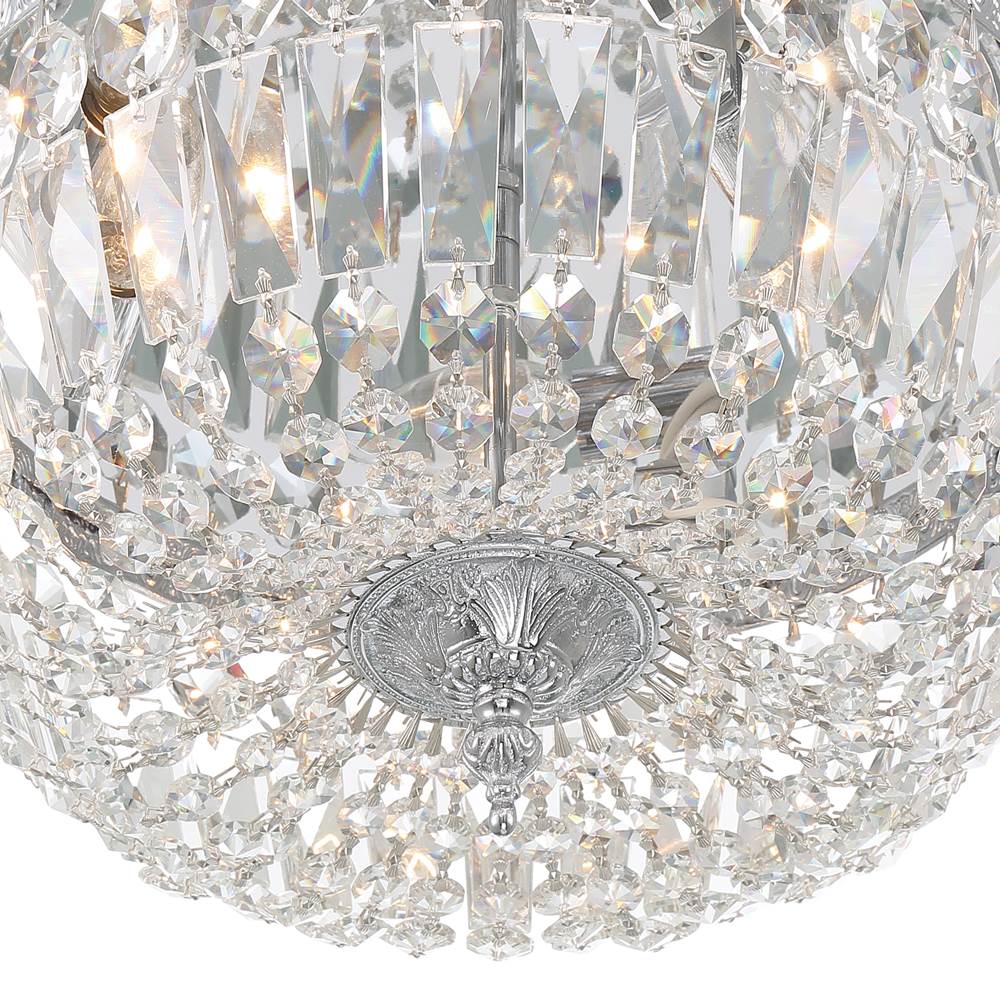 Crystorama 714-CH-CL-MWP Polished Chrome Crystorama 3 Light Clear Hand Cut Polished Chrome Ceiling Mount Image 3