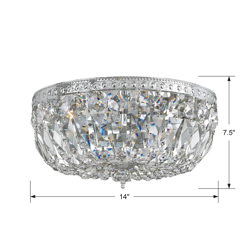 Crystorama 714-CH-CL-MWP Polished Chrome Crystorama 3 Light Clear Hand Cut Polished Chrome Ceiling Mount Image 2