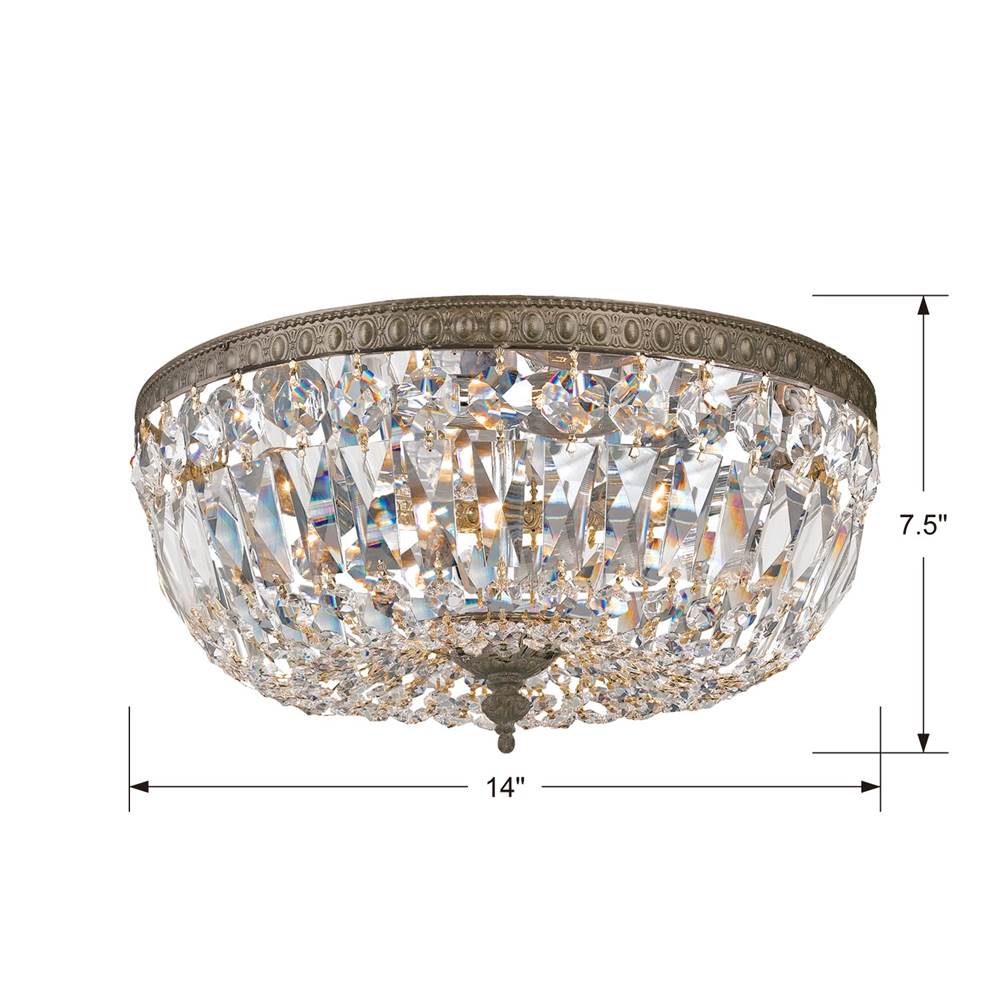 Crystorama 714-EB-CL-MWP English Bronze Crystorama 3 Light English Bronze Clear Hand Cut Ceiling Mount Image 2