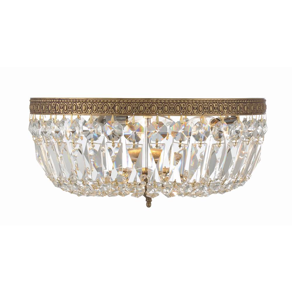 Crystorama 714-OB-CL-MWP Olde Brass Crystorama 3 Light Clear Hand Cut Olde Brass Ceiling Mount Image 4