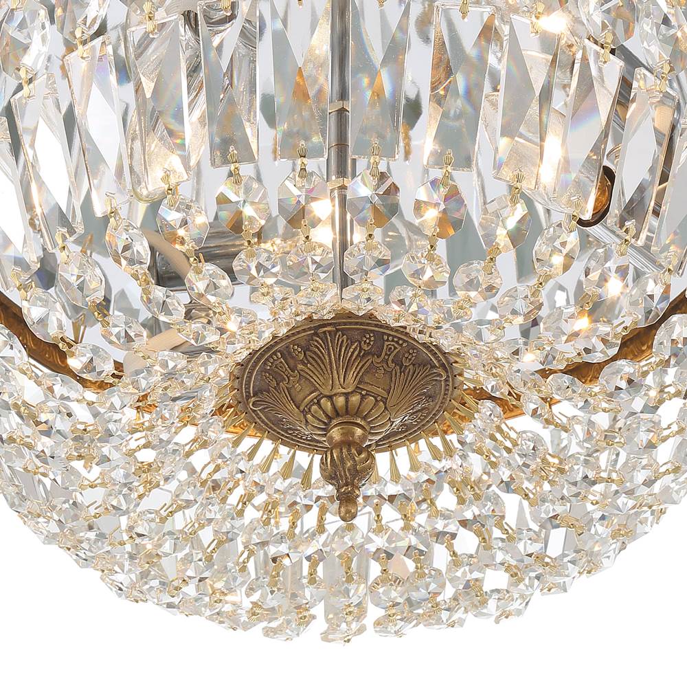Crystorama 714-OB-CL-MWP Olde Brass Crystorama 3 Light Clear Hand Cut Olde Brass Ceiling Mount Image 3
