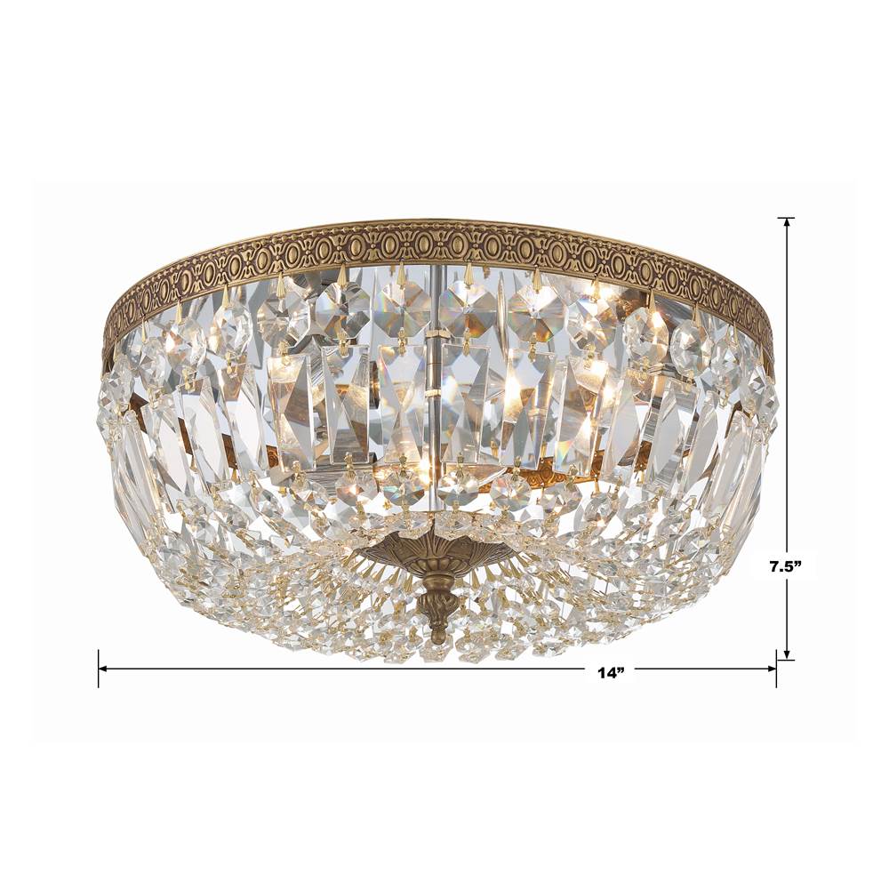 Crystorama 714-OB-CL-MWP Olde Brass Crystorama 3 Light Clear Hand Cut Olde Brass Ceiling Mount Image 2
