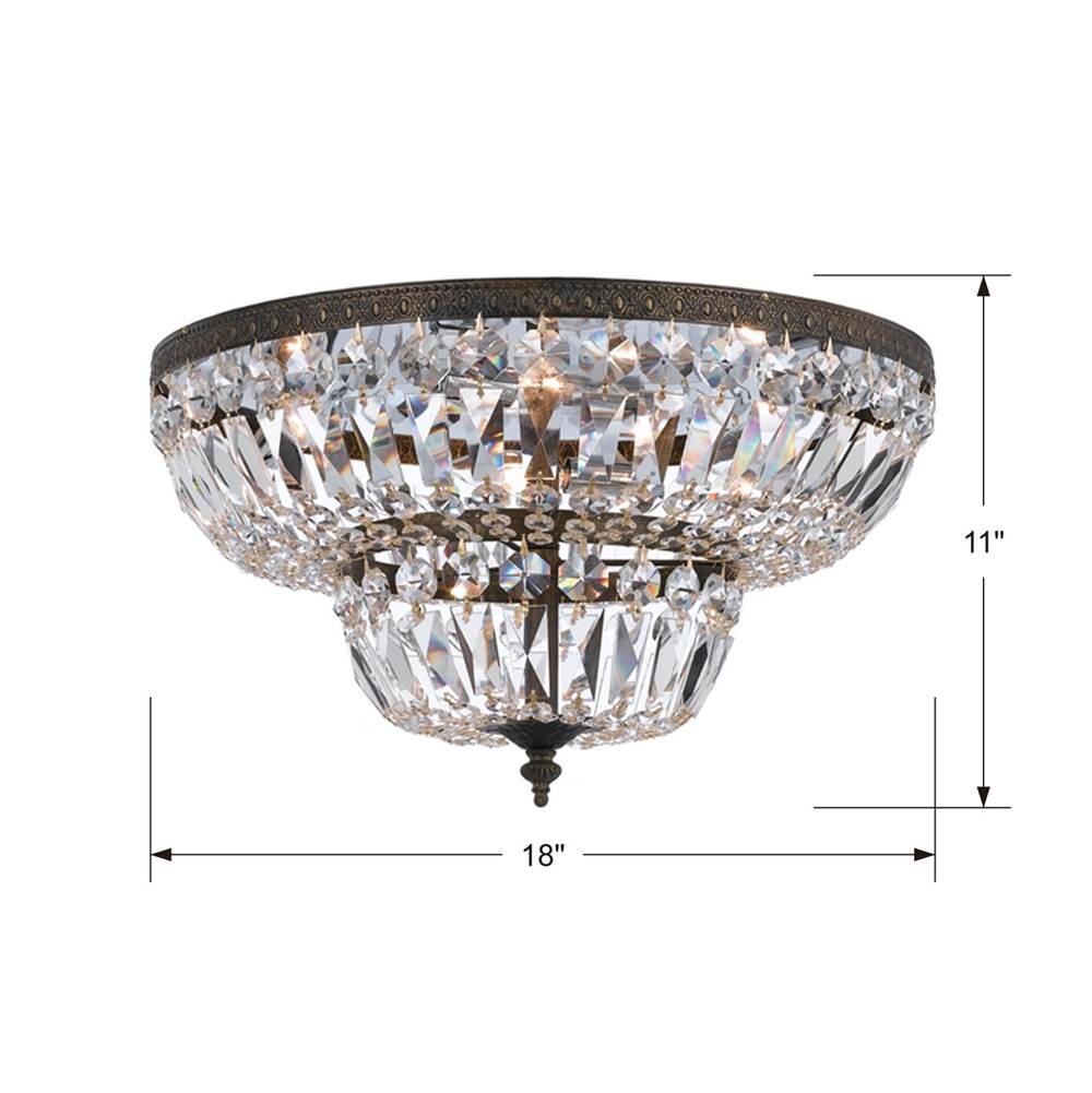 Crystorama 718-EB-CL-MWP English Bronze Crystorama 4 Light Clear Hand Cut English Bronze Ceiling Mount Image 2