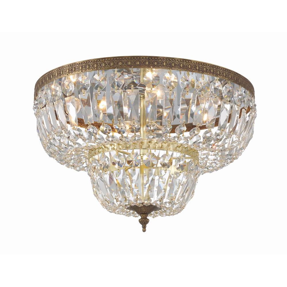 Crystorama 718-OB-CL-MWP Olde Brass Crystorama 4 Light Clear Hand Cut Olde Brass Ceiling Mount Image 1