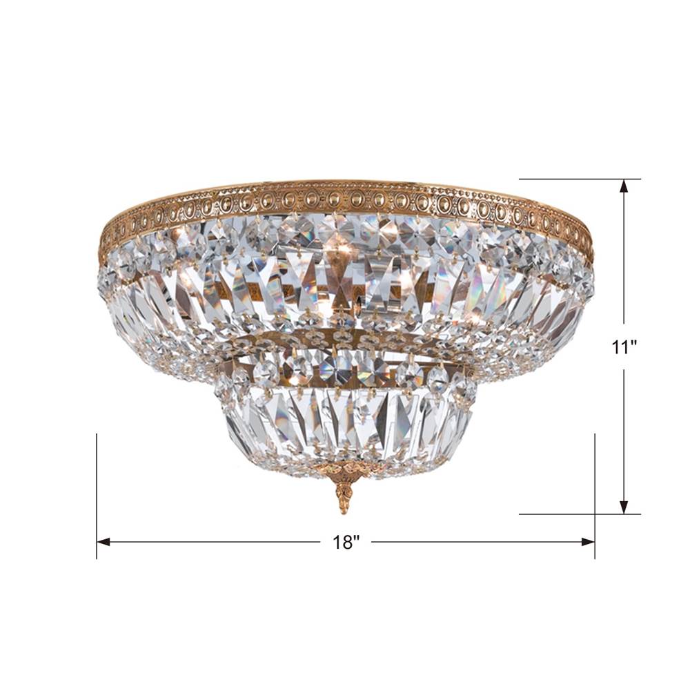 Crystorama 718-OB-CL-MWP Olde Brass Crystorama 4 Light Clear Hand Cut Olde Brass Ceiling Mount Image 2