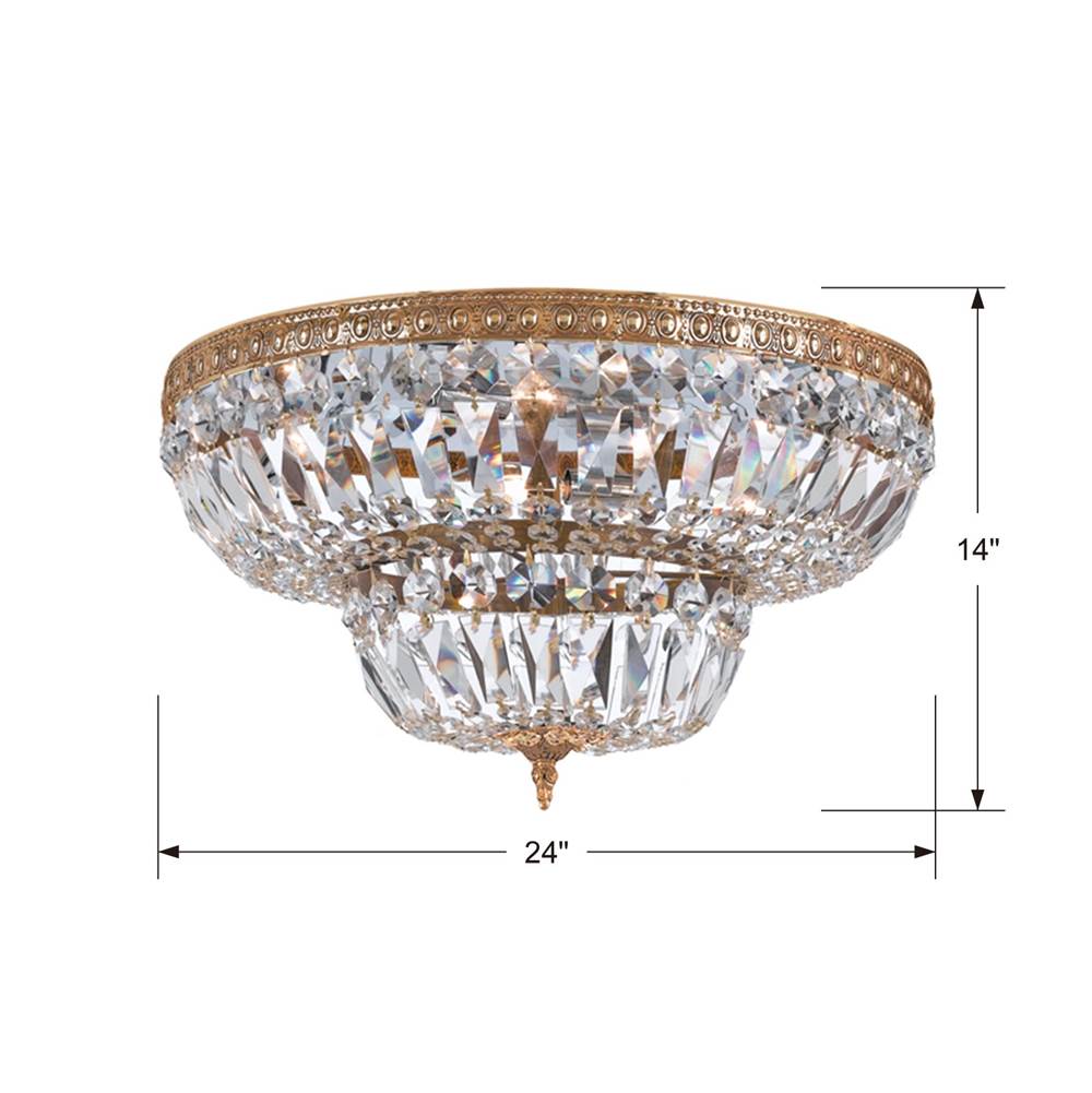 Crystorama Ceiling Mount Crystorama 6 Light Clear Hand Cut Olde Brass Ceiling Mount