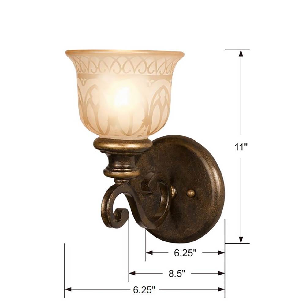 Crystorama Norwalk 1 Light Bronze Umber Sconce