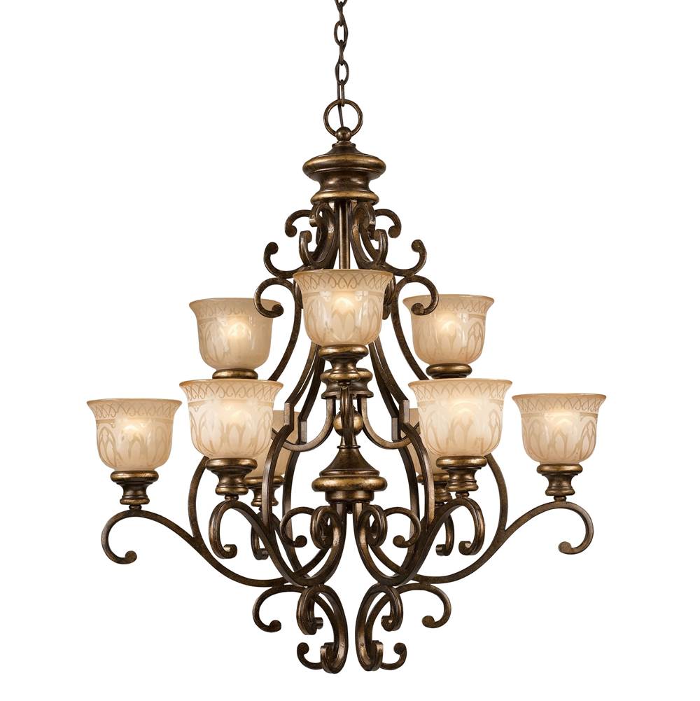 Crystorama 7409-BU Bronze Umber Norwalk 9 Light Bronze Umber Chandelier Image 1