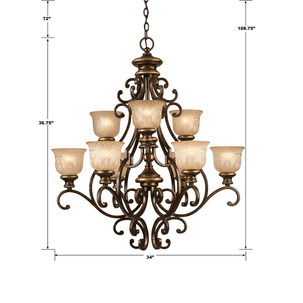 Crystorama Norwalk 9 Light Bronze Umber Chandelier
