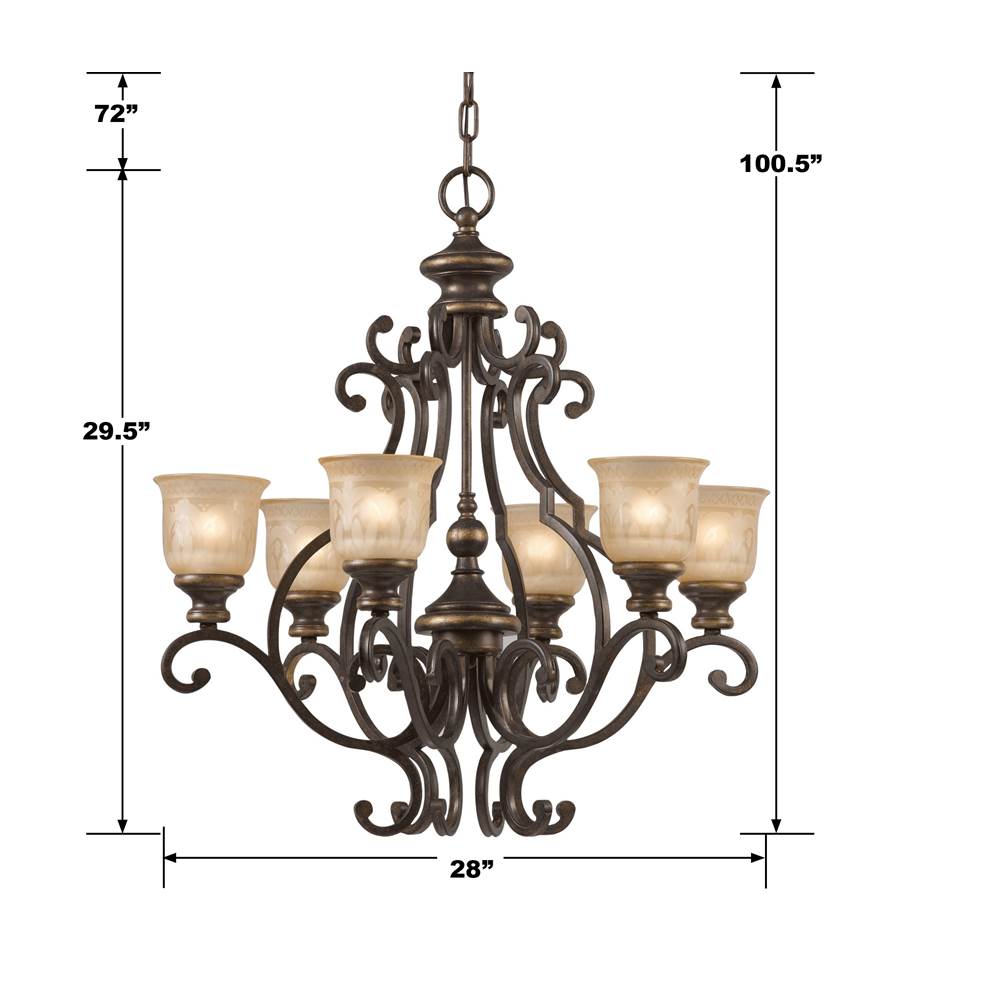 Crystorama Norwalk 6 Light Bronze Umber Chandelier