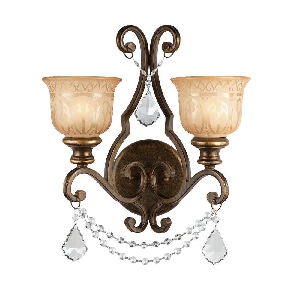 Crystorama 7502-BU-CL-MWP Bronze Umber Norwalk 2 Light Clear Crystal Bronze Umber Sconce Image 1
