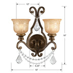 Crystorama Norwalk 2 Light Clear Crystal Bronze Umber Sconce
