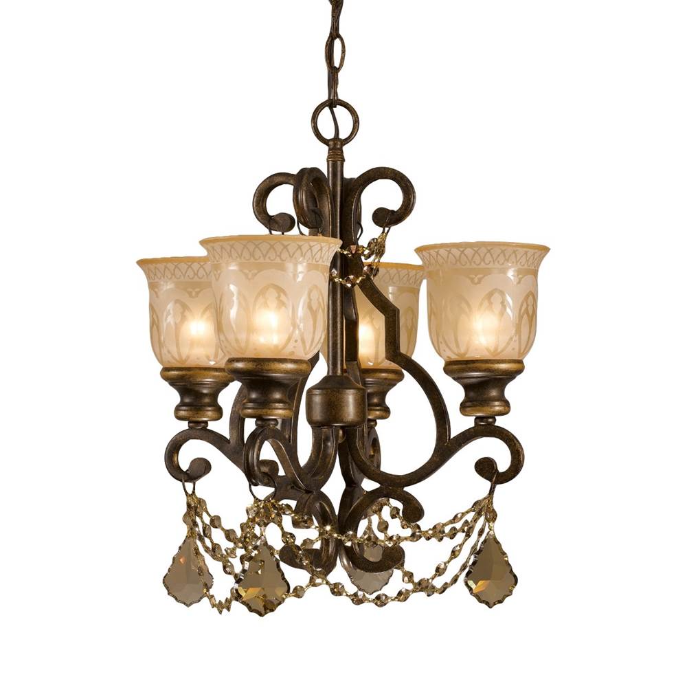 Crystorama 7504-BU-GT-MWP Bronze Umber Norwalk 4 Light Golden Teak Crystal Bronze Umber Mini Chandelier Image 1