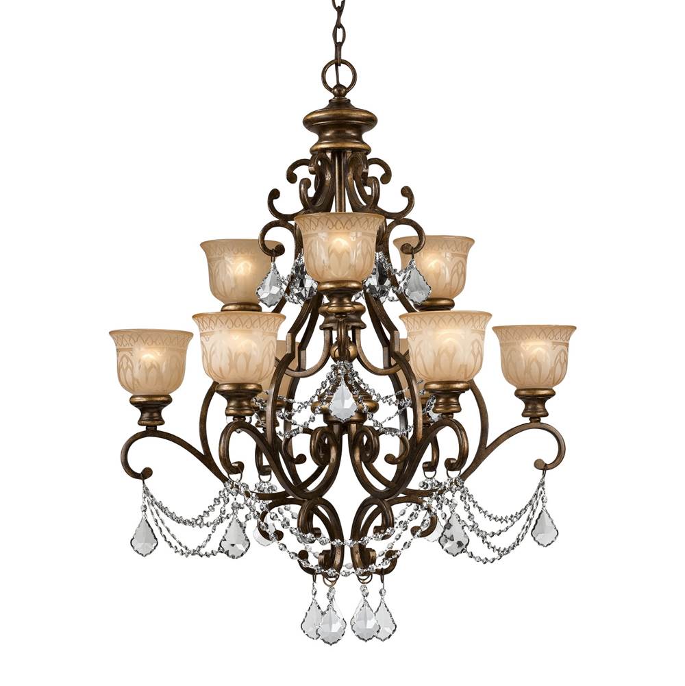 Crystorama 7509-BU-CL-MWP Bronze Umber Norwalk 9 Light Clear Crystal Bronze Umber Chandelier Image 1